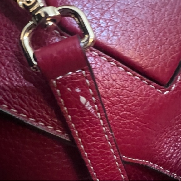 Michael Kors "Shelly" Medium Zip Top Satchel Cherry with Gold Trim - Picture 10 of 12